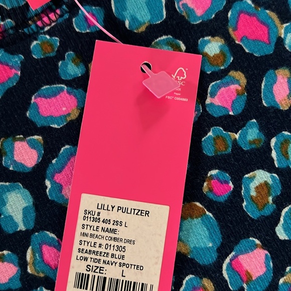 Lilly Pulitzer girls mini beachcomber dress Seabreeze blue low tide navy spotted - Picture 11 of 12